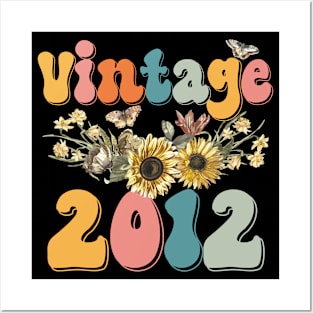 Vintage 2012 Sunflower Floral Retro Groovy 11th Birthday Posters and Art